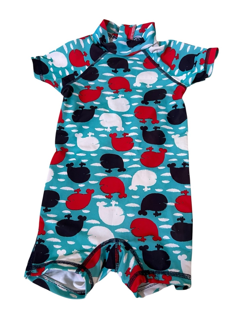 Lupilu toddler Swim one piece bathing suit w/ Whale Print, zipper back, 12-24 mo